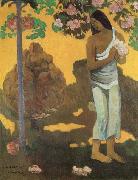 Paul Gauguin Woman with Flowers in Her Hands USA oil painting artist